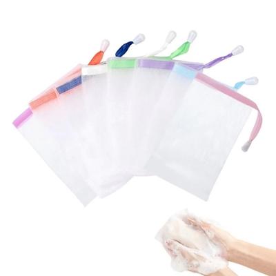 50 Pièces Filets Moussants pour Savon Suspendables avec Cordon de Serrage Sacs Moussants Portables pour le Bain Double Couche Réutilisables Sacs à Bulles de Savon