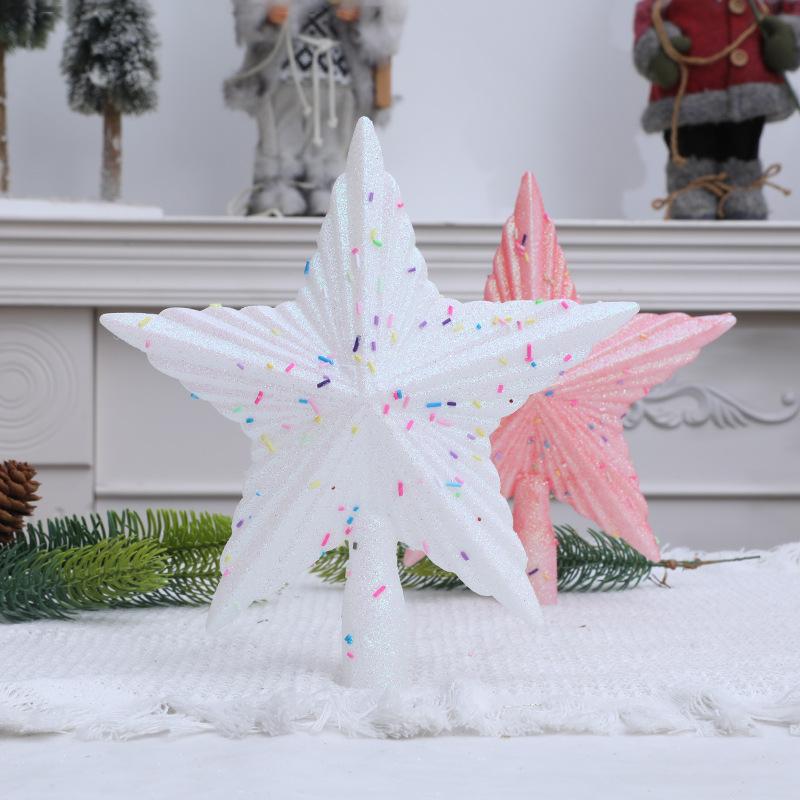 Christmas Pink Pentagon Top Star Tree Topper Exquisite Star Xmas Tree Small Christmas Star Topper Christmas Decorations