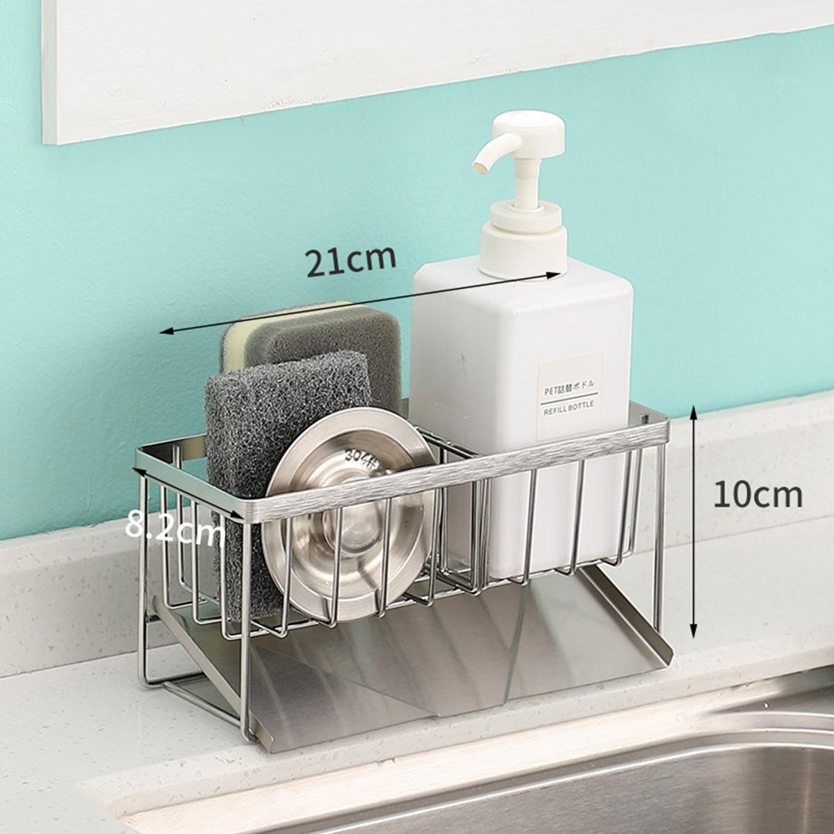 

Kitchen Organizer Stainless Steel Sink Drain Rack Kitchen Space Sponge Holder 2 Tier Organizer Storage Multipurpose Faucet Shelf серебряный