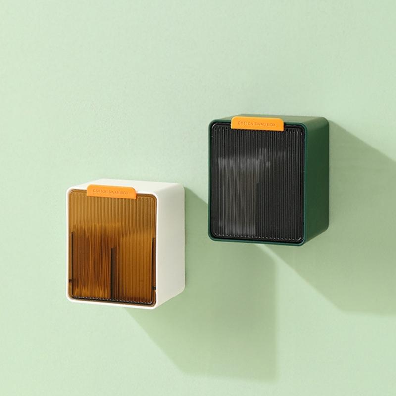 Small Jewelry Holder Box Plastic Material Wall Mounted Storage Box Dustproof Bathroom Organizer for Cotton Swabs Makeup