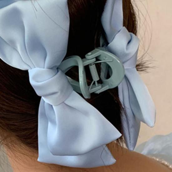 Damen Haarspange Satin-Schleife Decor Anti-Rutsch-Design Haarklammer Hinterkopf Haiklammer Urlaubsreise Strand Haarschmuck