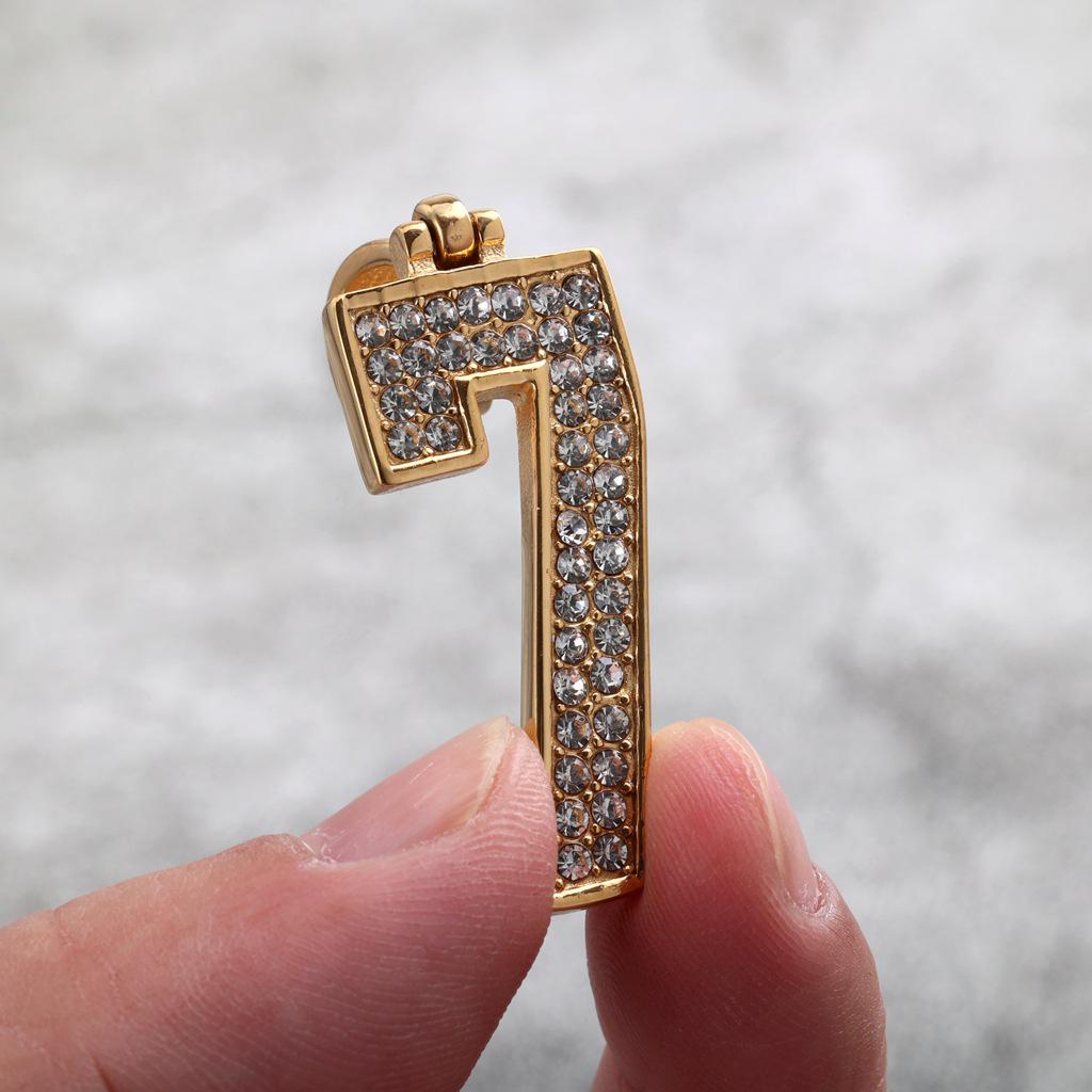 European & American Unisex Stainless Steel Pendant Necklace with Diamond Inlaid Number Design