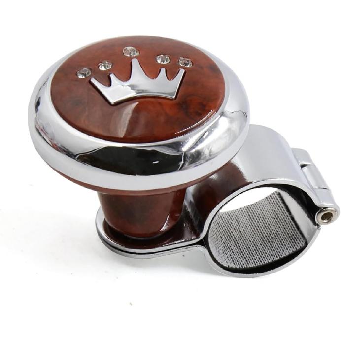 

Motoforti Brown Crown Pattern Design Steering Wheel Knob Power Handle for Auto Car Long-lasting
