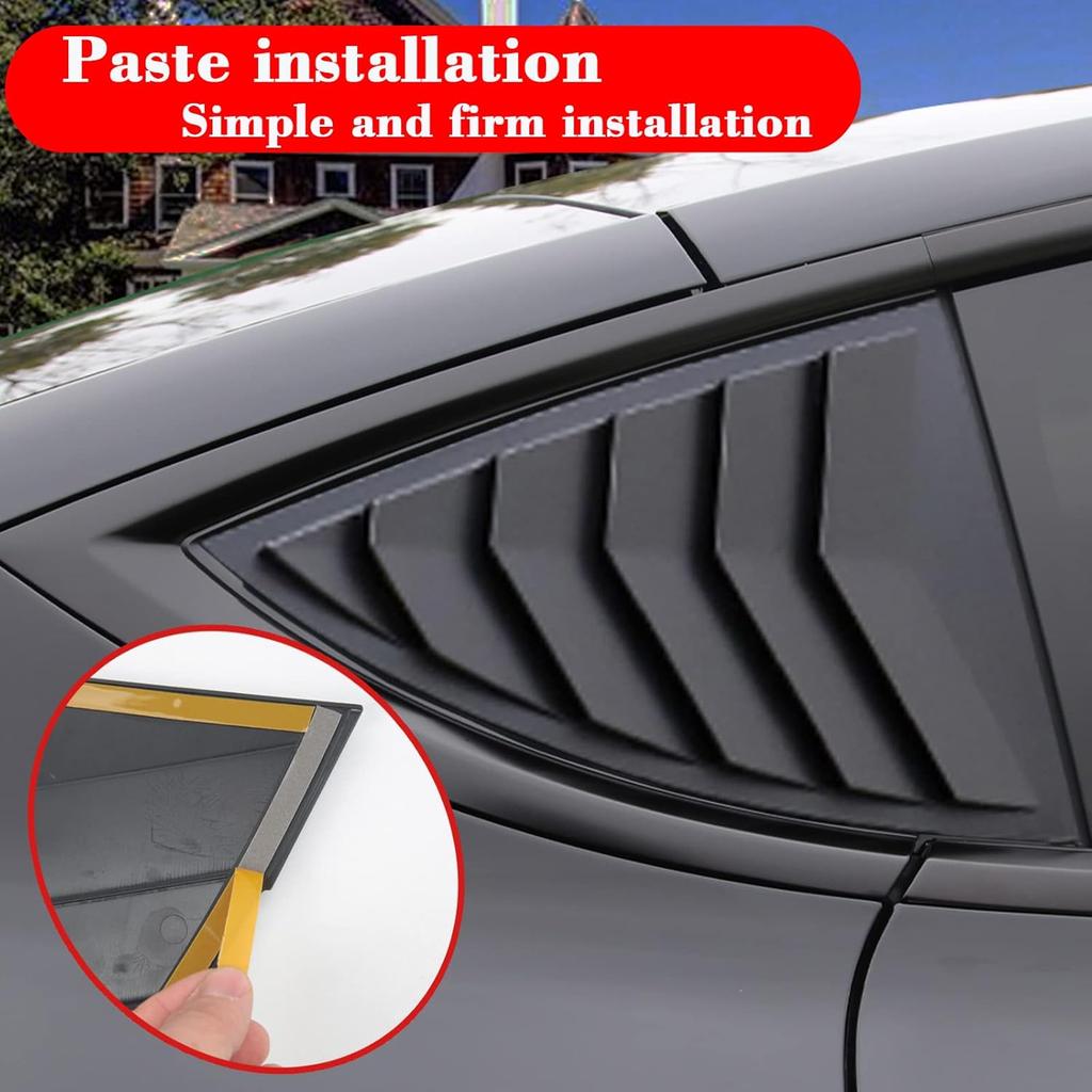 Yhcdsea For Model Y Side Window Louver Cover Sport Style For Tesla Model Y    2024 2025 Accessories (Matt Black)