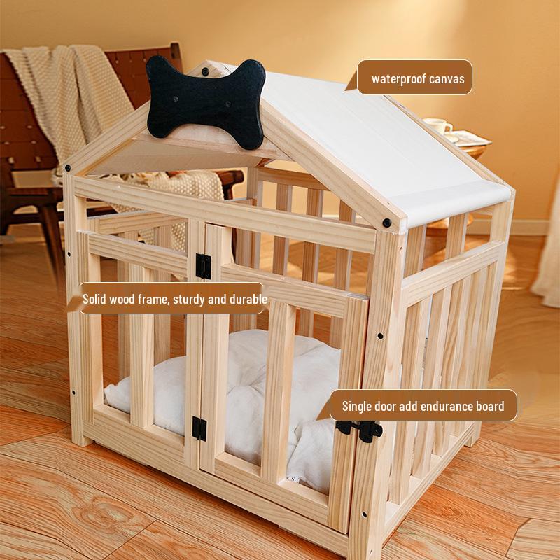 Solid Wood Indoor Pet Kennel: Removable, Washable Dog House and Cat Bed for Small Breeds (Corgi, Teddy) - Four Seasons Use