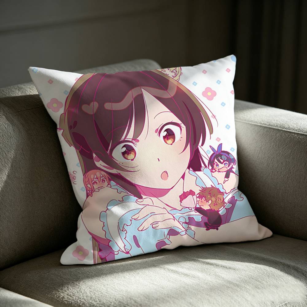 C-Chizuru M-Mizuhara Anime Rent-A-G-Girlfriend Square Sofa Pillow Cover Solid Color Living Room Home Decor Cushion Case