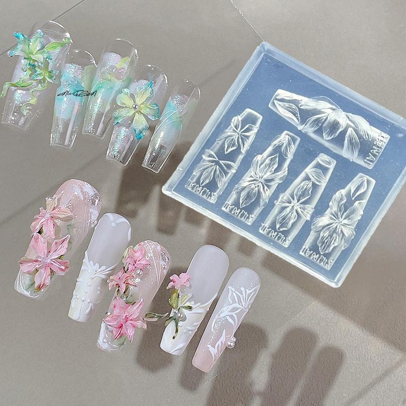 3D Blumen Nagelform DIY Silikonwerkzeuge - Hawaii Hibiskusblütenblatt Design Harzformen für Nagelkunst Schnitzerei
