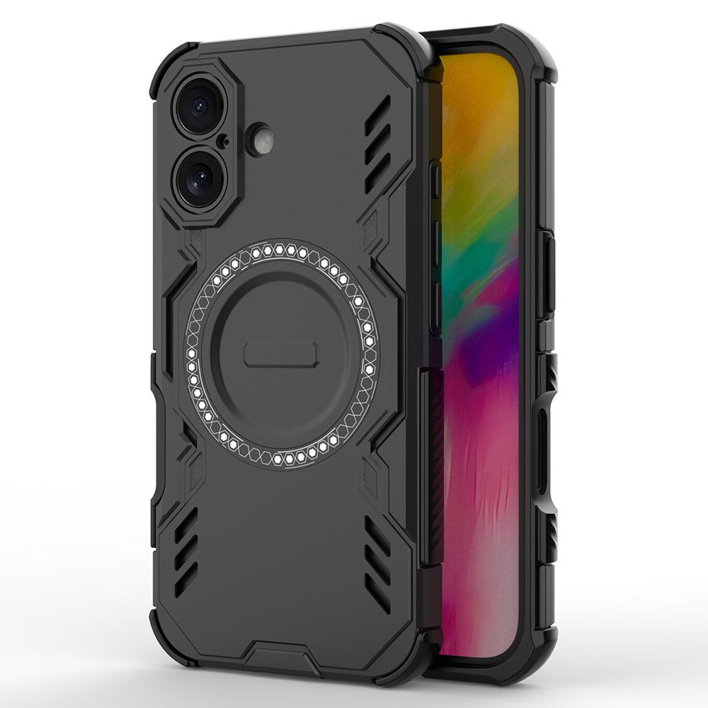 For iPhone 16 Plus Magnetic Case Butterfly Armor Hollow Heat Dissipation PC+TPU Phone Cover