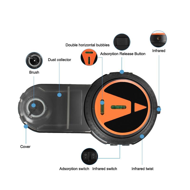 2 In 1 Drill Dust Collector & Laser Level 360° Rotatable Drilling Dust Collector Electric Self-Mounting Vacuum Sucker Drilling