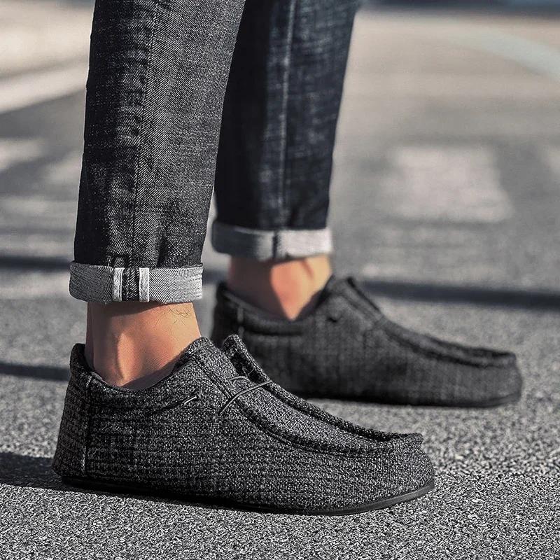 

YRZL Летние мужские парусиновые туфли-лодочки Мокасины Повседневные лоферы Мужские туфли-лодочки Зеленые Легкие Дышащие Удобные Туфли для вождения 36 чёрный