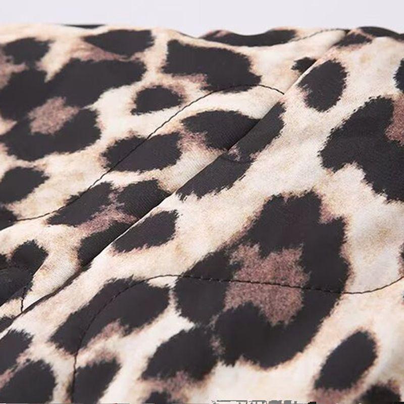 Jnleaog Autumn New Women's Clothing Fashion Style French Fashion Temperament Design Leopard Print Print Quilted Cotton-Padded Jacket