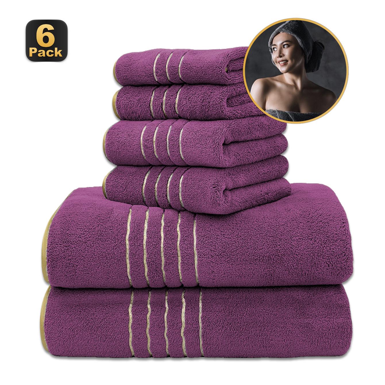 

6 Pcs Super Soft Towel Set, 2 Bathtowels, 2 Hand Towels, 2 Washcloths, Quick Drying Highly Absorbent Towel for Household Couples 70x140cm&6pcs