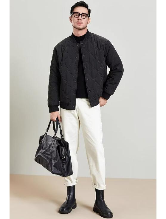 Giacca da Baseball Trapuntata in Cotone Trendy da Uomo 2025 - Cappotto Invernale Ispessito