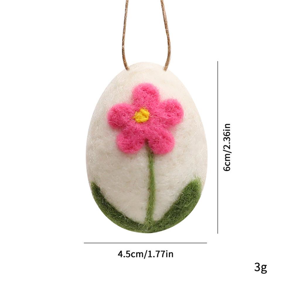 Wool Felt Foam Easter Eggs Happy Easter Hanging Ornaments Decorations Painted Flower Dot Eggs Pendant DIY Craft Gift Home Decor