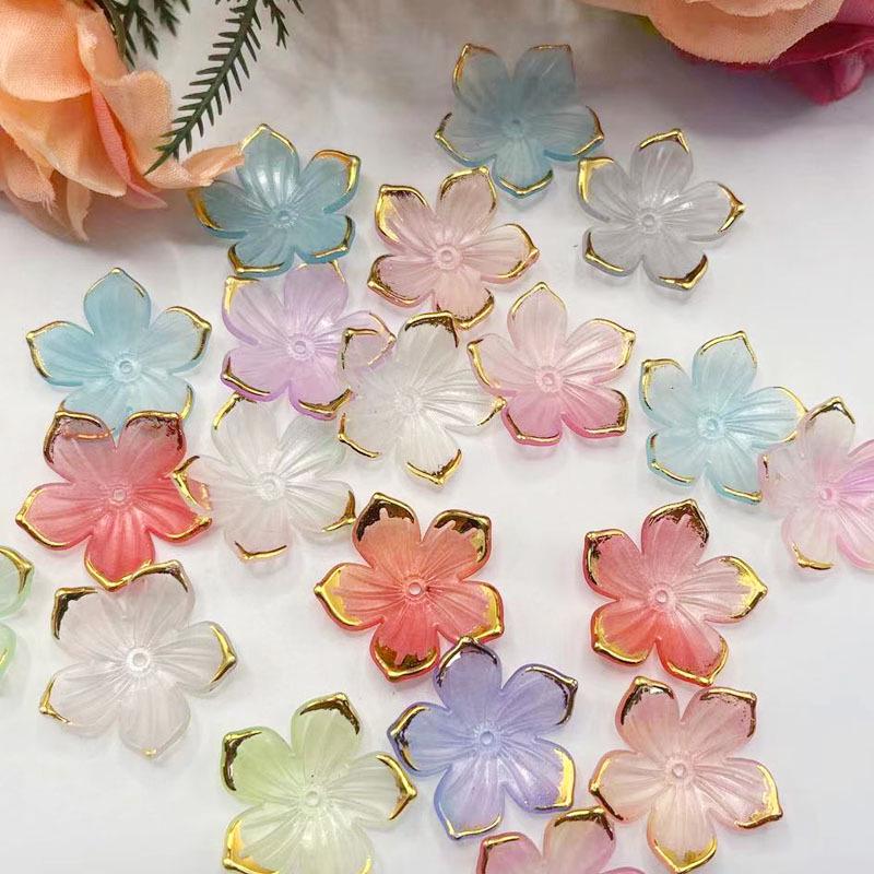 24mm Gradient Five-Petal Acrylic Flower for DIY Crafting
