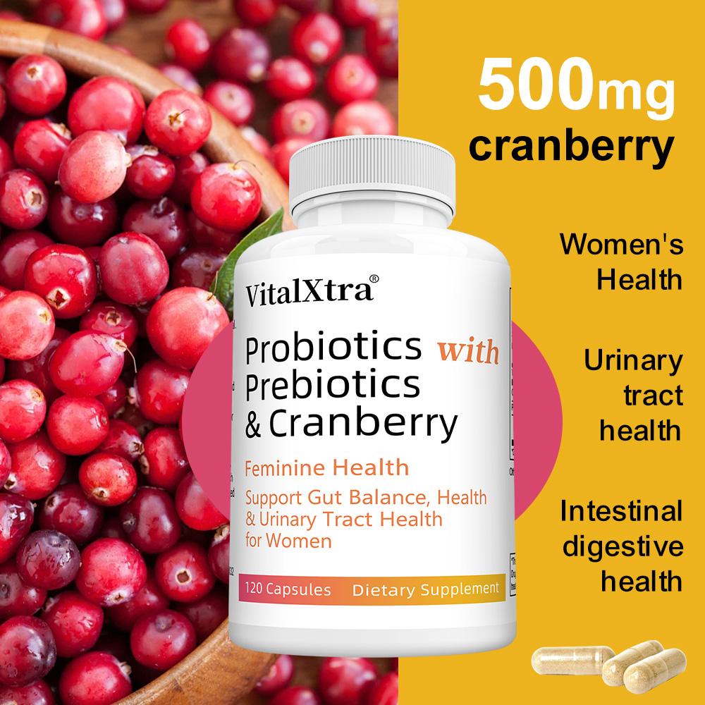 Probiotics, Prebiotics, Cranberry, 120 Capsules