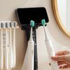 Toothbrush Holder Wall Mount Mobile Phone Shelf for Bathroom Organization Multipurpose Toothbrush Shelf Rack 4Slot