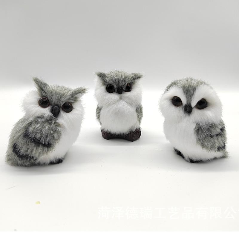 1Pc Plush New Year Miniatures Mini Figurines Table Decorations Fake Animal Simulation Ornaments Artificial Owl