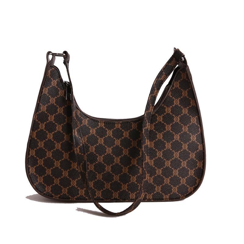 Женская сумка-тоут в ретро-стиле с принтом: Стильная повседневная сумка кроссбоди и на плечо кофейный