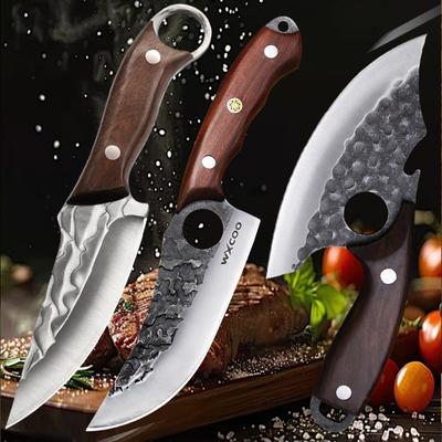 Koch-Küchenmesser, handgefertigt, geschmiedet, Kohlenstoffstahl, Kochmesser, Angelmesser, Ausbeinmesser, Küchenmesser-Set