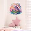 Wandtattoos & Wandbilder - Traumschloss - Wandsticker für Mädchen Kinderzimmer - Bunte Regenbogen Wandaufkleber - Babyzimmer Schlafzimmer Wanddeko