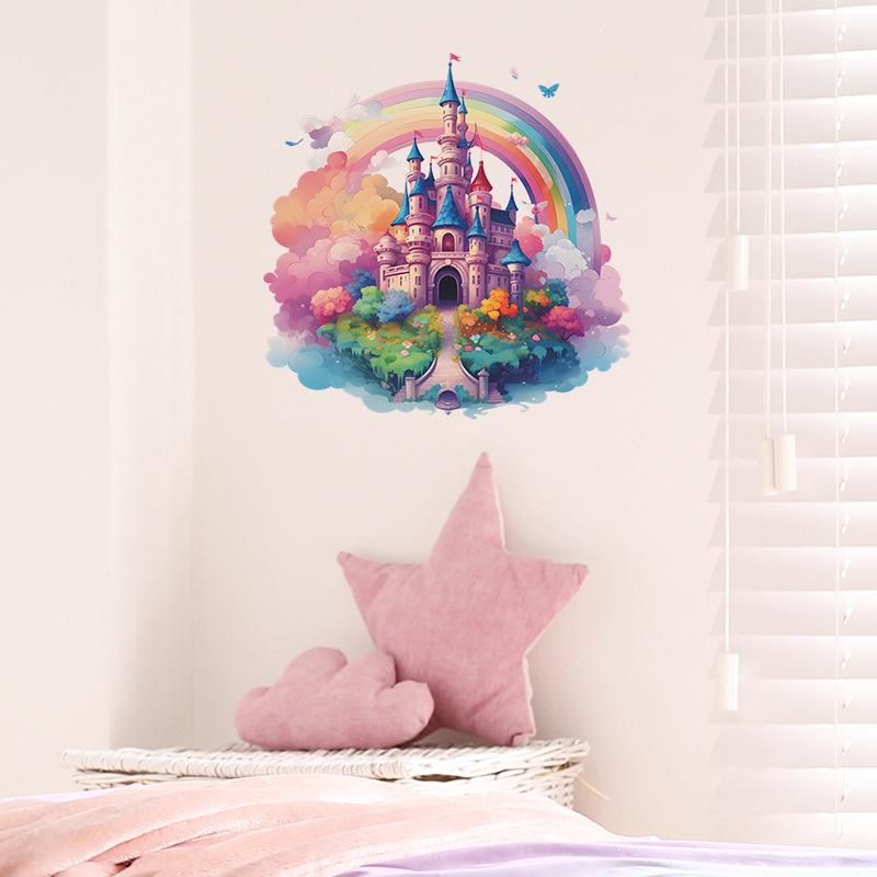 Dream Castle Wall Decals for Girls Kids Room Colorful Rainbow Wall Stickers Baby Nursery Bedroom Wall Decor