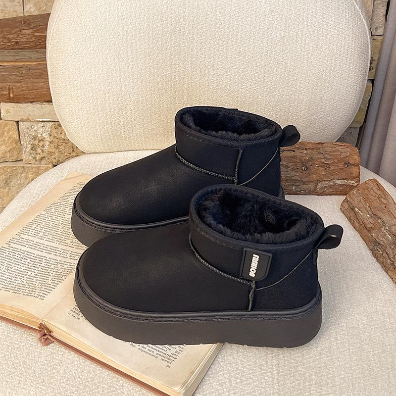 

European and American thick-soled solid-color snow boots for women s 2025 winter new velvet thickened non-slip snow boots Northeast warm cotton shoes 35