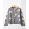 Women S Long Sleeve Knit Cardigan Floral Embroidered Loose Fit Daily Urban Wear