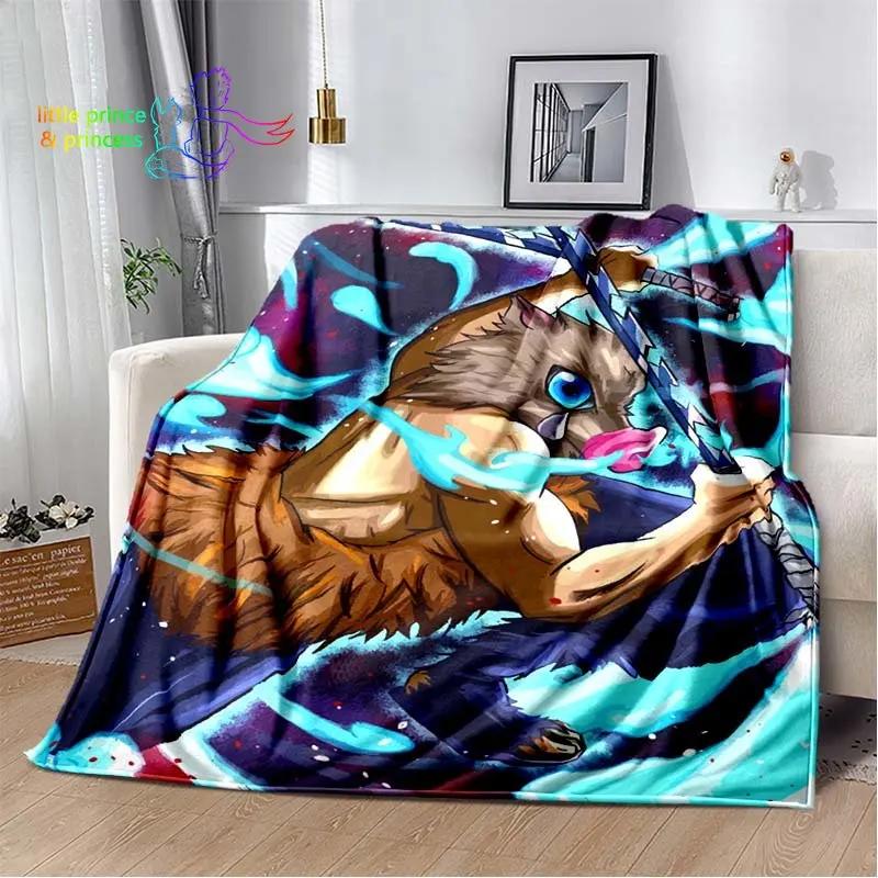 Hashibira Inosuke Demon Slayer Character Anime Blanket Lightweight Comfortable Soft Breathable Ultra Warm Blanket Bedding Travel