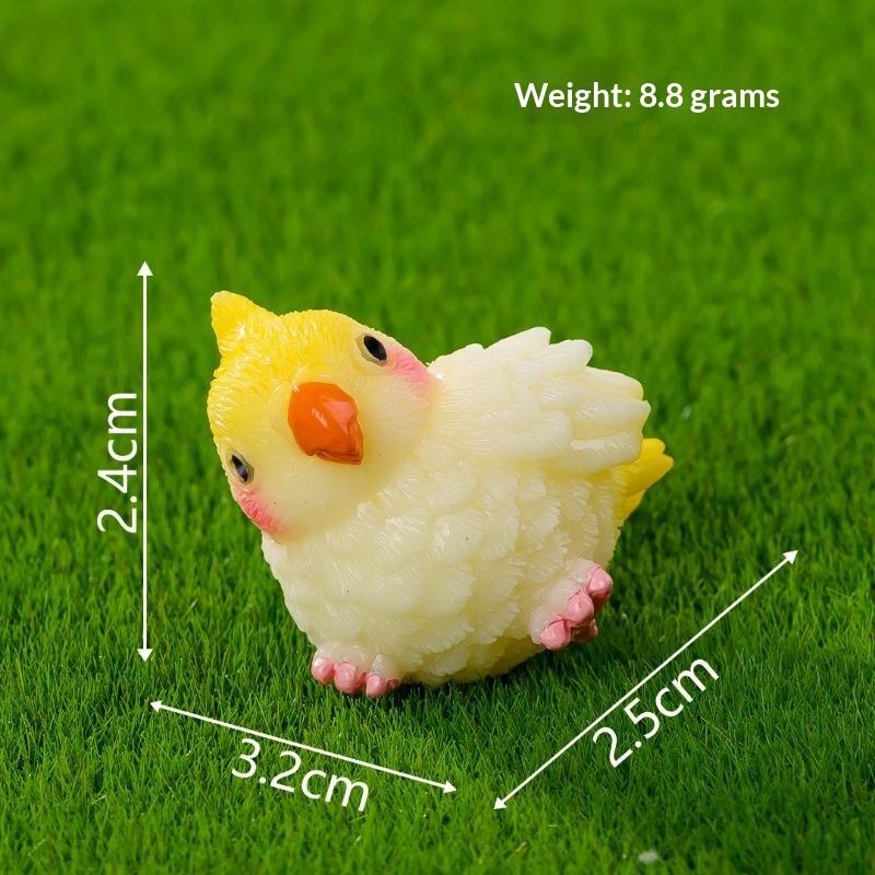 6Pcs Cute Cartoon Cockatiel Ornaments Horticultural Plant Animal Resin Handicraft Birds Models Diy Home Garden Decoration