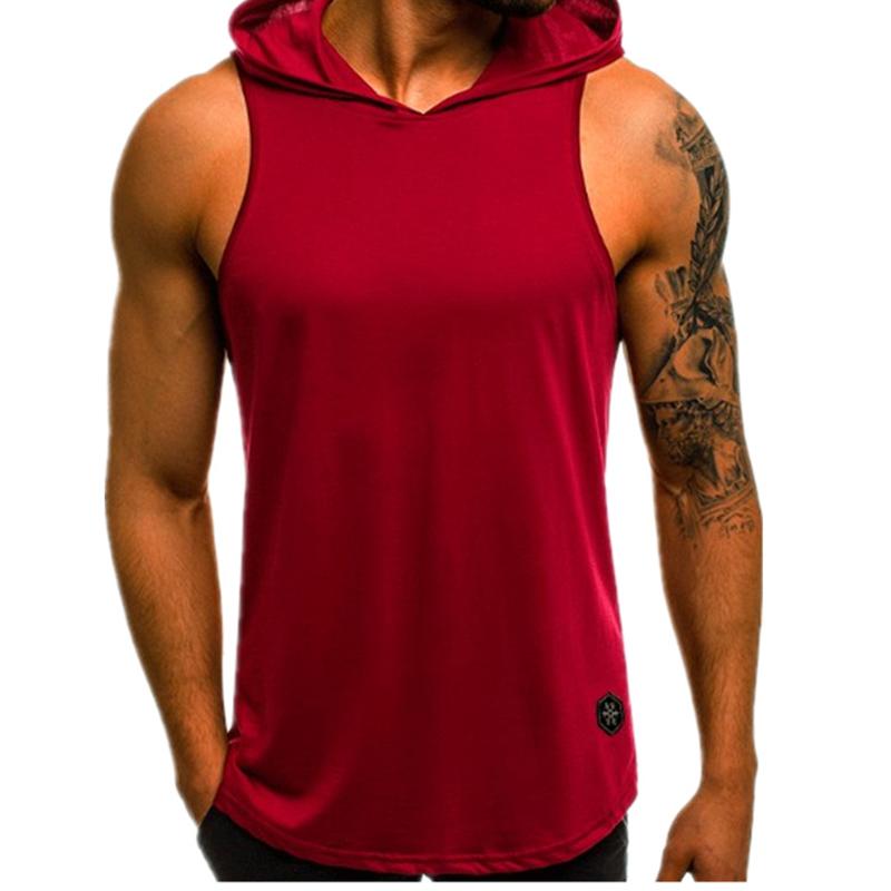 Men's Gym Pullover Vest Sleeveless Casual Hoodie Hooded Tank Tops Muscle T-Shirt