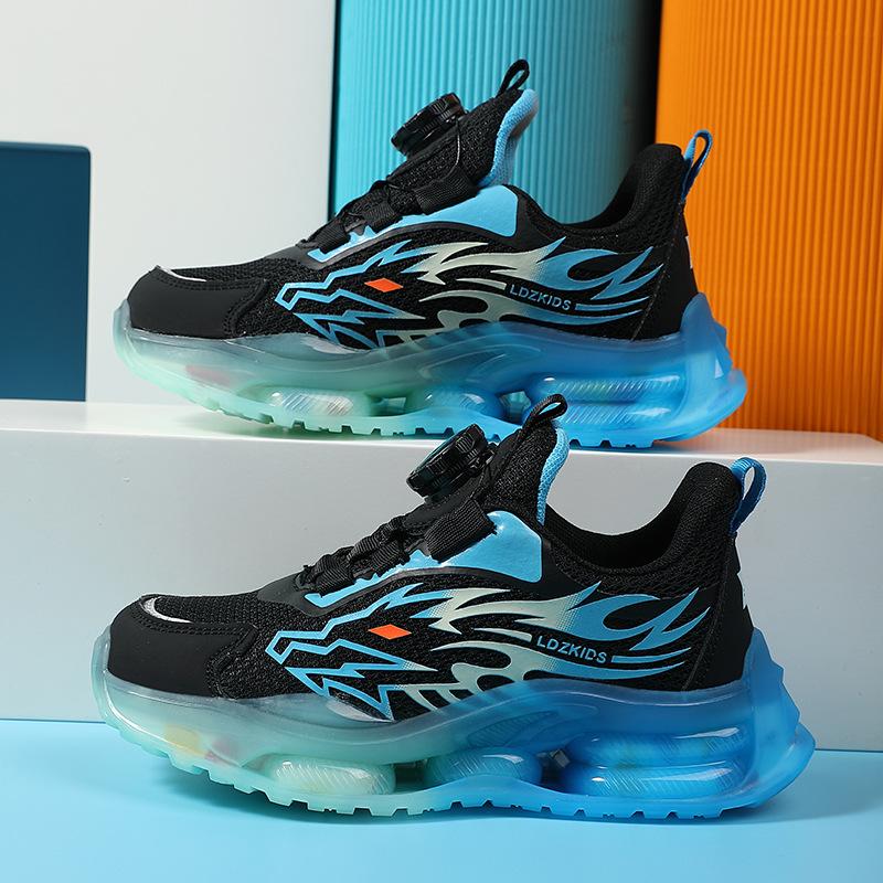 Boys' shoes 2025 spring and autumn new breathable mesh medium and older children's rotating buttons autumn and winter soft-soled children's sports