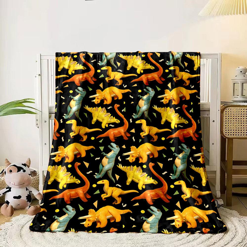 Cartoon Dinosaur Pattern Blanket bedroom Blanket for Livingroom Couch lunch break Soft throw for Friend's festival Gift