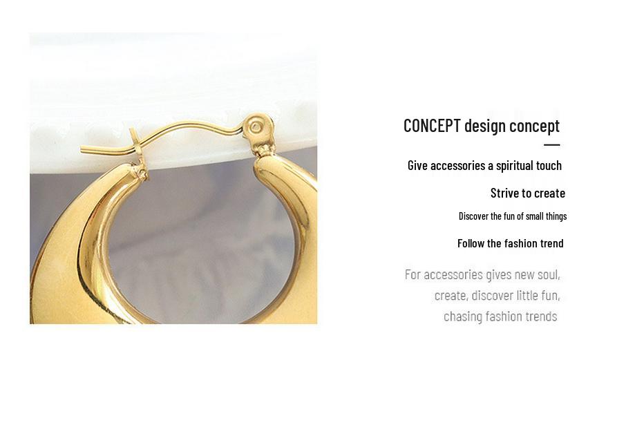 Exquisite Gold-Plated Titanium Steel Hoop Earrings - European Style, Non-Fading, Personalized Design