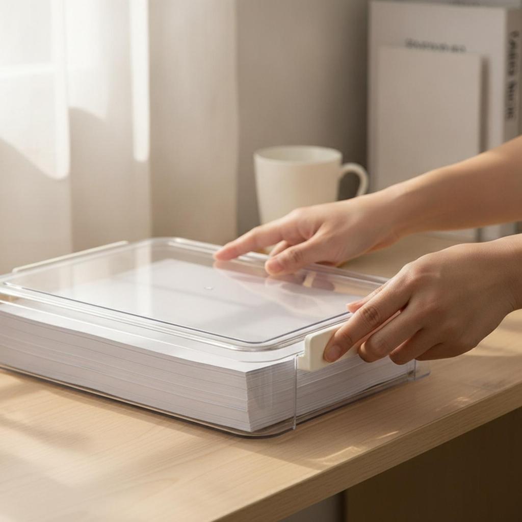 Rectangular Synthetic Storage Box Secure with Latch Sturdy for Desk