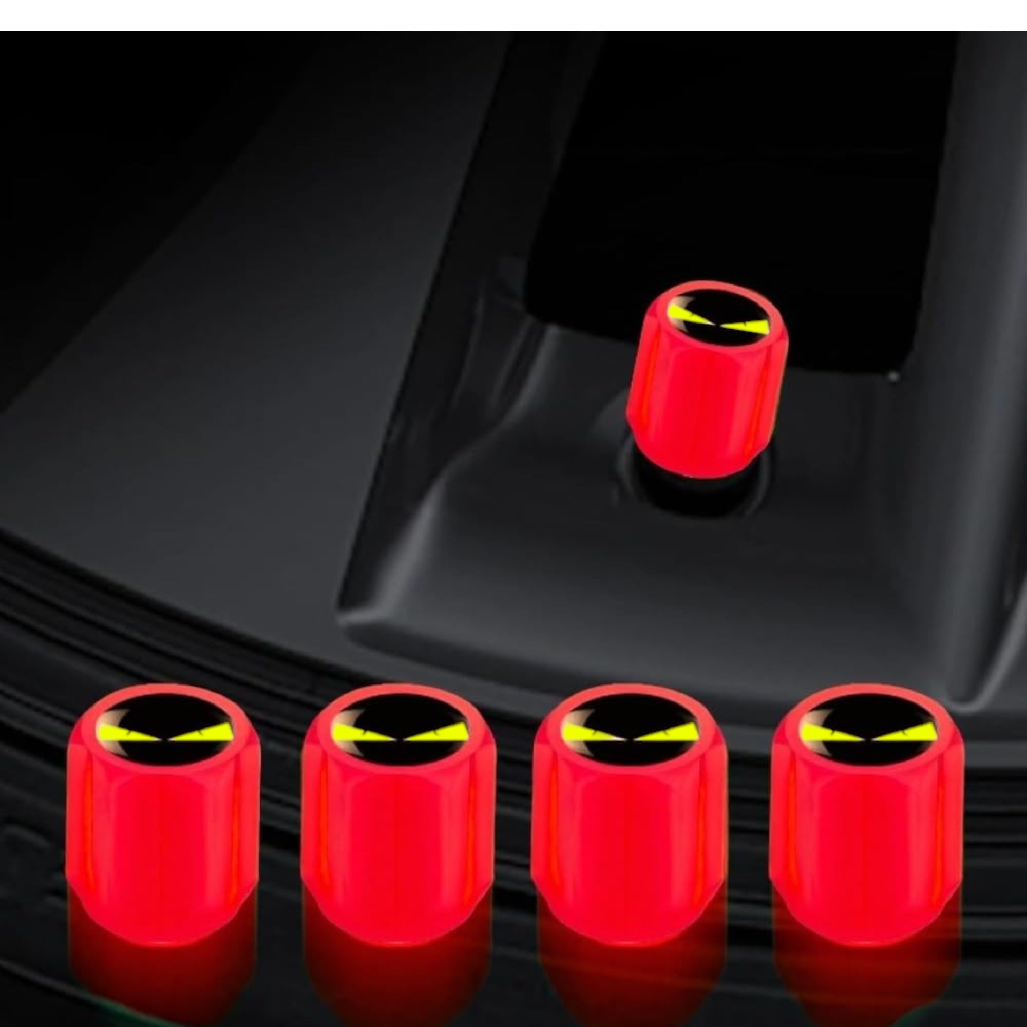 

Tire Air Valve Cap, Glow in the Dark Green, Set of 4, High Strength, червоний