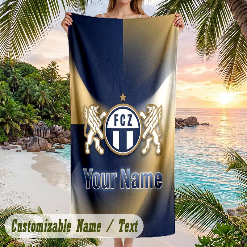 Beach Towel FC Zürich Print Custom Name Text Soft Towel for Swimming Pool