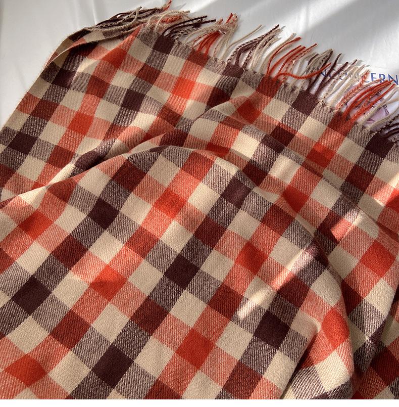 Vintage Plaid Tassel Szal Szalik, Miękki Ciepły Otulacz z Faux Kaszmiru, Wiatroodporny Dekoracyjny Nieelastyczny Szal na Co dzień i na Weekend