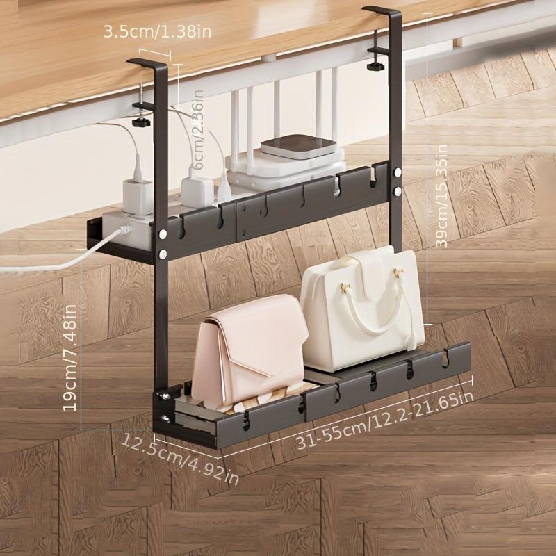 

Двухслойный лоток для укладки кабелей под столом, регулируемый лоток для укладки кабелей на столе без сверления 2 layers чёрный