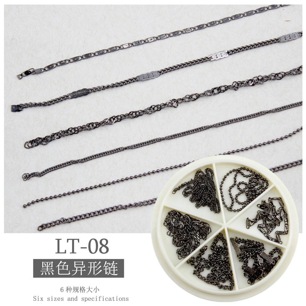 Nail Art Nail Art Jewelry Steel Ball Chain Ultra-Fine Metal 6-Grid Mixed Turntable Jewelry Decoration