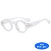Óculos de Sol Redondos Pequenos Vintage Feminino Masculino Armação de Metal Lentes Cinza Transparentes Óculos para Uso Externo Design de Dobradiça com Rebite