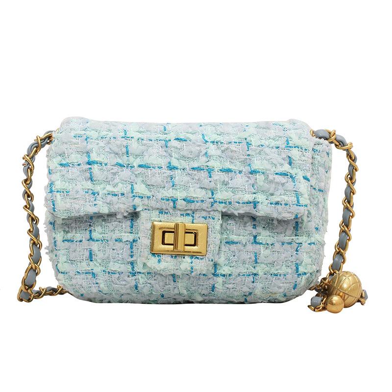 Autumn and Winter Woolen Small Bag Women's 2025 New Trendy Fashion Chain Shoulder Bag Popular Small Fragrant Woolen Small Square Bag