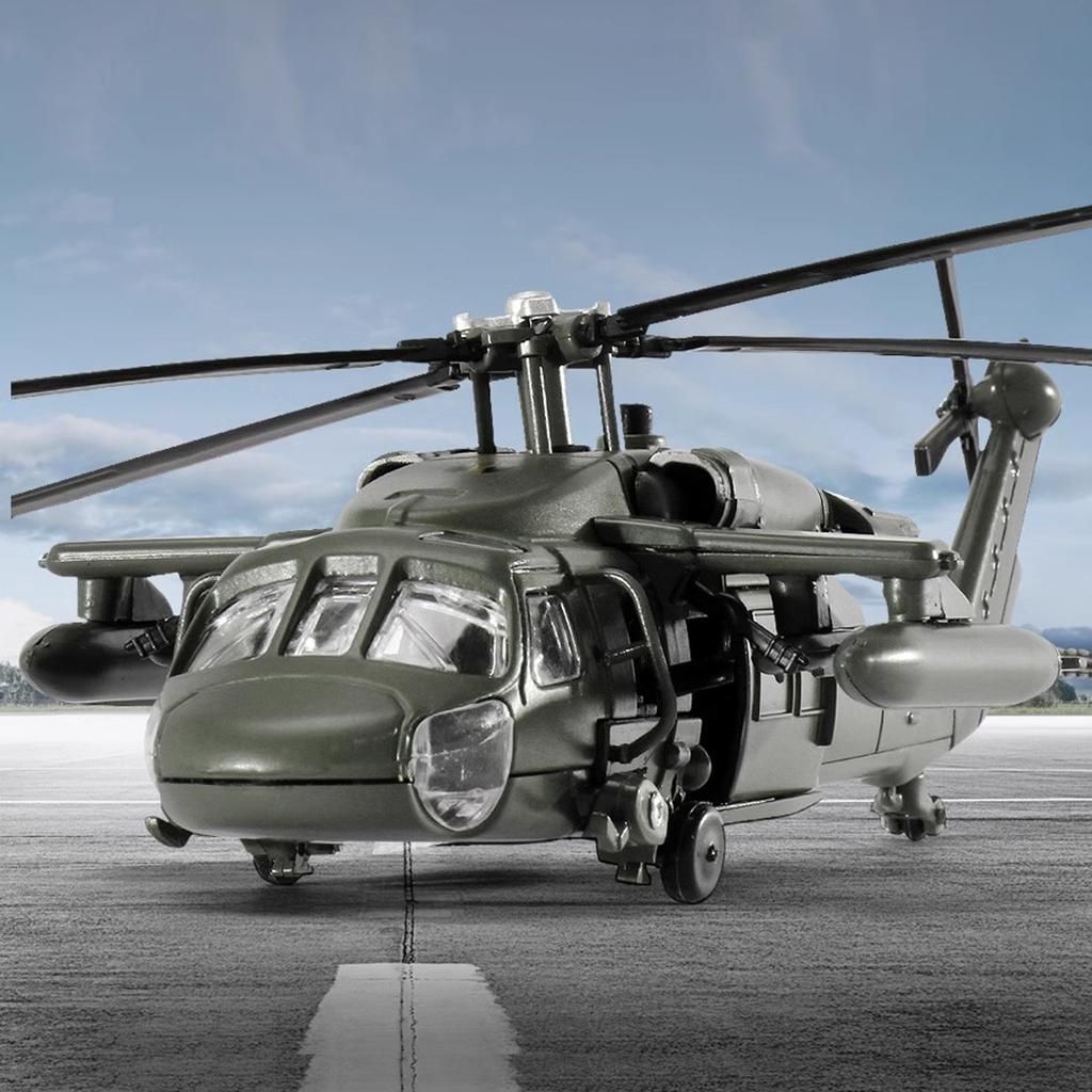 1/64 Model vrtulníku Black Hawk ze slitiny s výstavním stojanem a dárkovým balením Realistické zvukové a světelné efekty Ideální pro vystavení