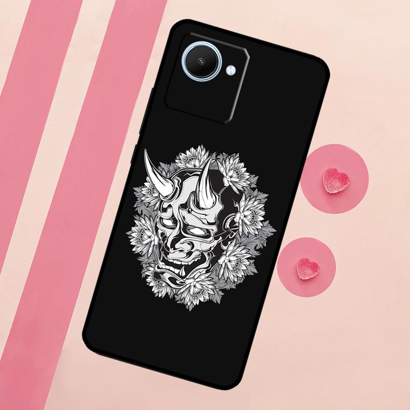 Japanese Oni Hannya Demon Mask For Realme C67 C75 C63 C61 C71 C55 C51 C65 C53 10 11 12 13 14 15 Pro Plus GT6 GT7 Pro Case