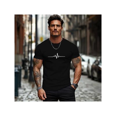 Europäische Größen Europäisches Und Amerikanisches Minimalistisches Lässiges Bedrucktes Kurzarm Herren Sommer Pendler Outfit Ins Rundhals T-Shirt