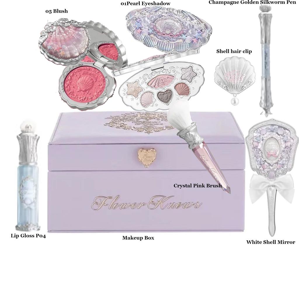 Flower Know Fresas Rococó Set de Regalo Todo en Uno Kit de Maquillaje Completo Profesional Espejo de Jardín Polvos Rubor Crema Labial Flowerknows