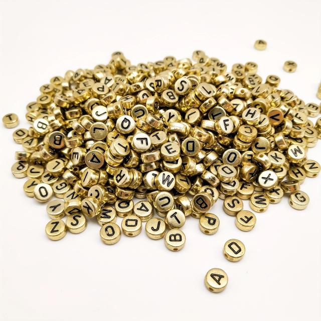 100pcs Round Square English Letter Beads DIY Bracelet Necklace Jewelry Accessory Acrylic Loose Bead String Black White Crafts