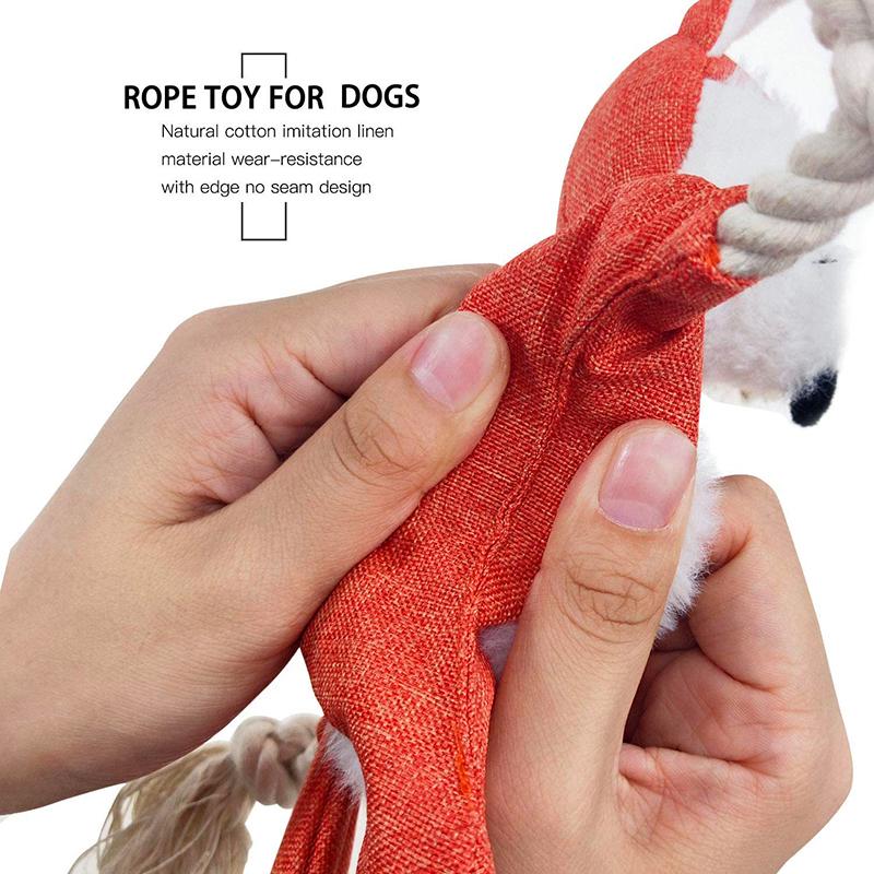 Dogs Benepaw Durable Stuffless Plush Dog Chew Toys Puppy Pet Toys Interactive for Small Medium Large Dog Rope Knots Squeaky