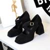 Fashion Thick Bottom High Heels Women Shoes Solid Fashion Temperament Single Shoe Spring Summer Ankle Buckle Elegant Woman Heeled Shoes