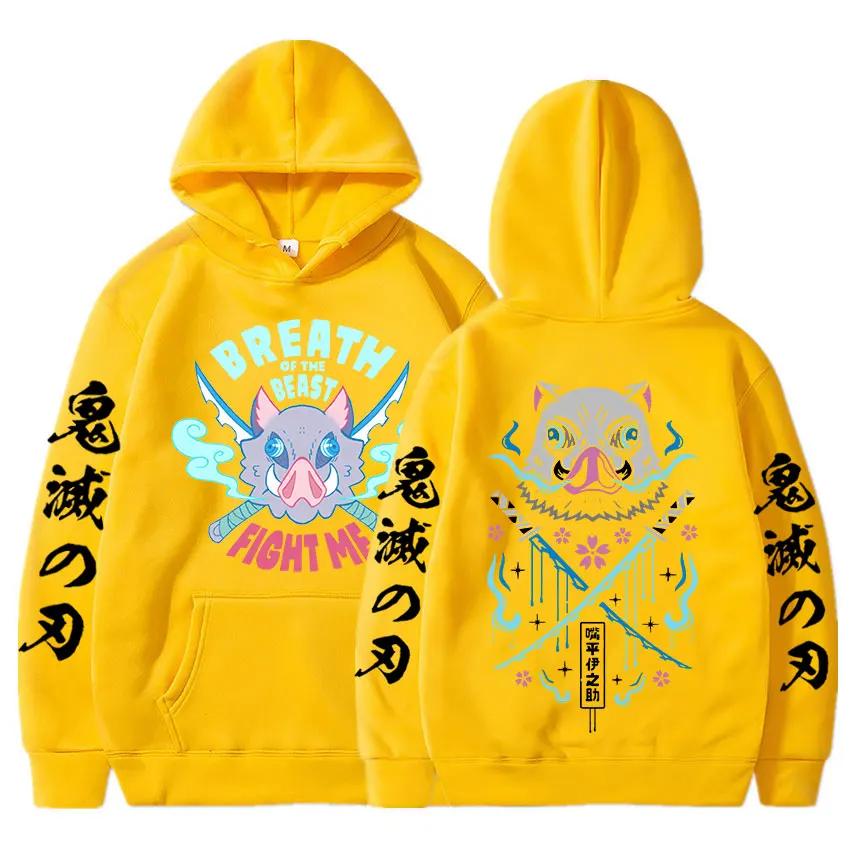 Anime Demon Slayer Hettegenser Kimetsu No Yaiba Morsom Kamp Inosuke Hettegenser Menn Kvinner Pullover Oversized Streetwear